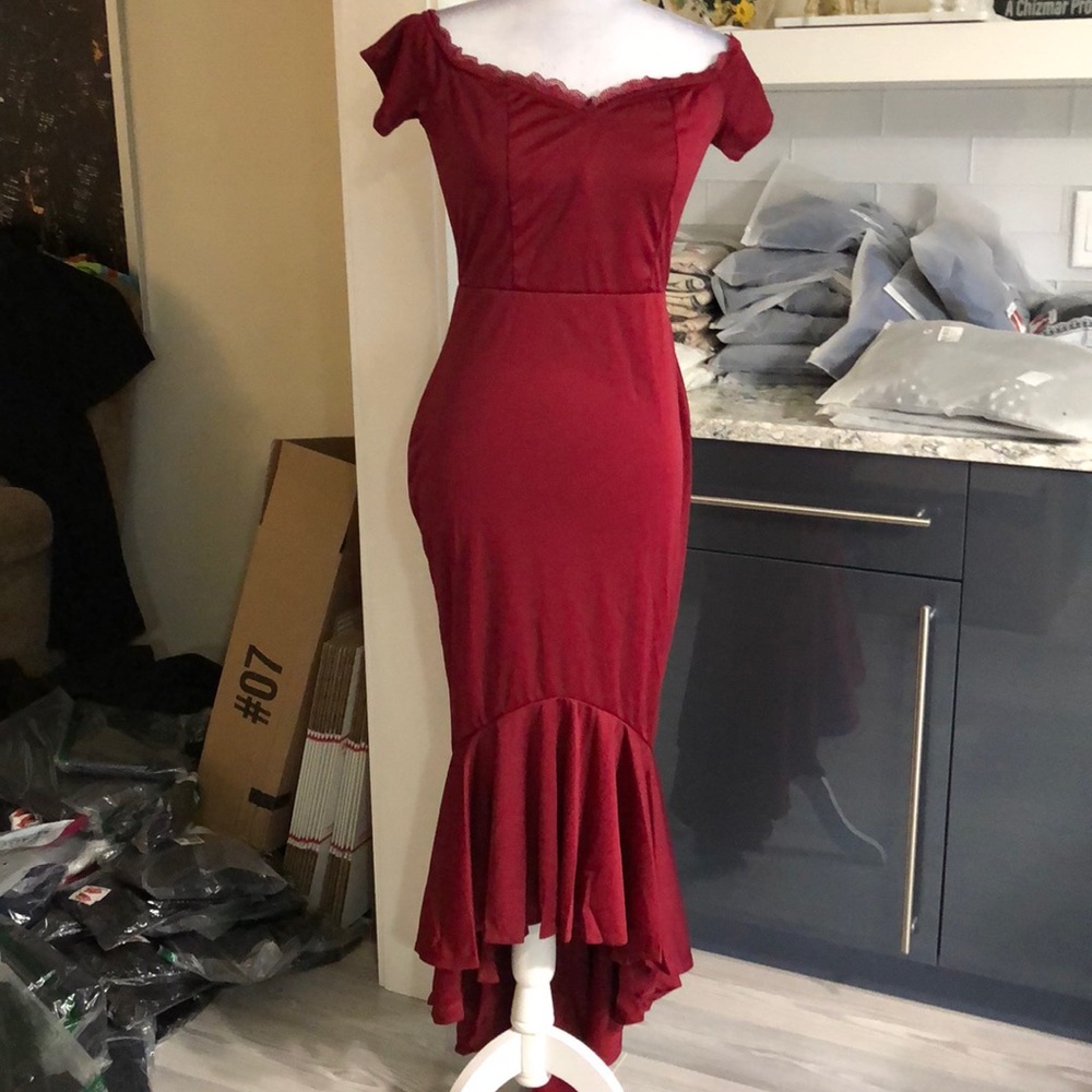 Lace trim on or off shoulder mermaid